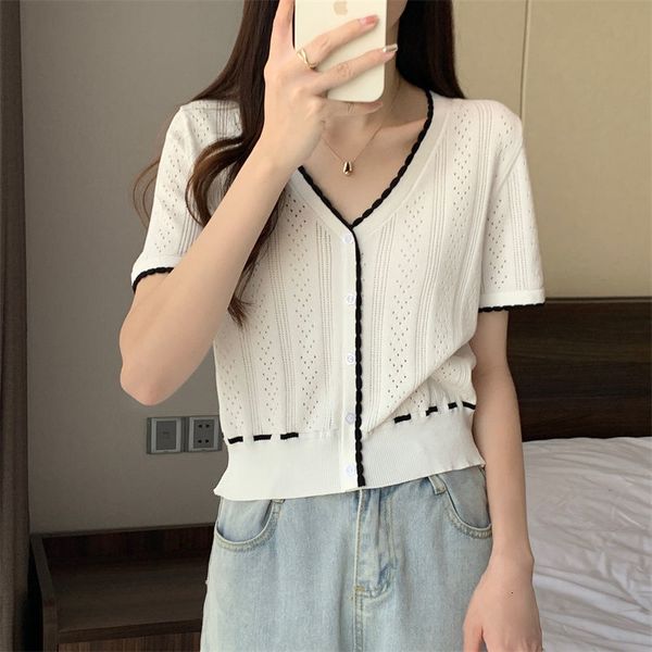 women's knits tees ladies summer v neck women clothing fashion harajuku y2k casual vintage trend t shirt hollow out single breasted pin, White
women's knits tees ladies summer v neck women clothing fashion harajuku y2k casual vintage trend t shirt hollow out single breasted pin, White