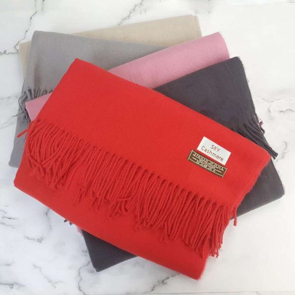 big red scarf thick imitation cashmere pure color womens winter single japan and korea, Blue;gray
big red scarf thick imitation cashmere pure color womens winter single japan and korea, Blue;gray