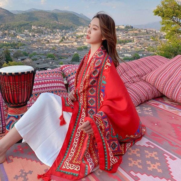 folk style scarf super large sunblock shawl for women summer thin yunnan all matching beach, Blue;gray
folk style scarf super large sunblock shawl for women summer thin yunnan all matching beach, Blue;gray
