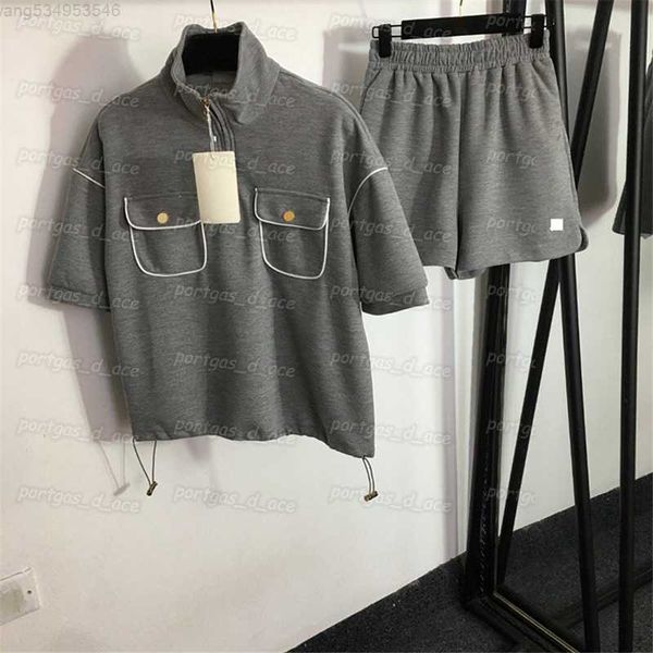 luxury women sweatshirts set designer summer short sleeve tracksuit casual sports p93z, Black
