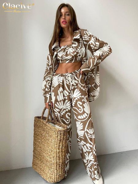 women's two piece pants clacive fashion loose print 3 set women outfit elegant long sleeve blouse sleeveless tube with high waist 23082, White
women's two piece pants clacive fashion loose print 3 set women outfit elegant long sleeve blouse sleeveless tube with high waist 23082, White
