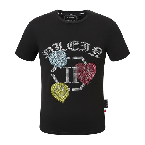 plein bear t shirt mens designer tshirts brand clothing rhinestone pp skulls men t-shirt round neck ss skull hip hop tshirt tees 16634, White;black