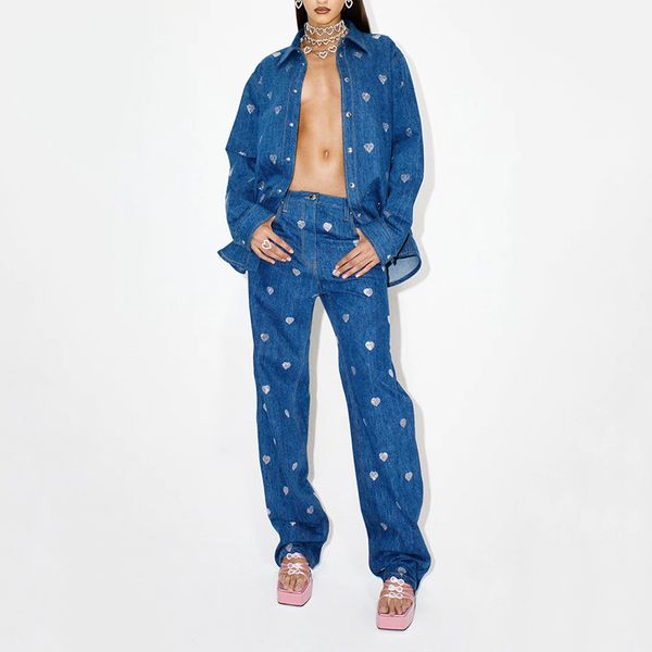 women's two piece pants heartshaped drill denim shirt jacket 2023 summer soft and versatile y2k casual pants 230824, White
women's two piece pants heartshaped drill denim shirt jacket 2023 summer soft and versatile y2k casual pants 230824, White