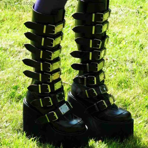 boots ins black women platform high heel wedges thick heel metal buckle mid calf boots zipper brand punk goth round toe women's boots t
boots ins black women platform high heel wedges thick heel metal buckle mid calf boots zipper brand punk goth round toe women's boots t
