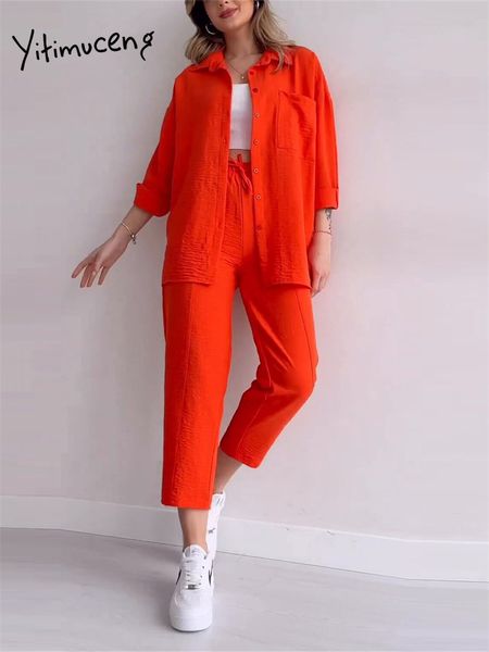 women's two piece pants yitimuceng solid sets outifits 2023 fashion button up loose long sleeve casual drawstring pant 230824, White
women's two piece pants yitimuceng solid sets outifits 2023 fashion button up loose long sleeve casual drawstring pant 230824, White