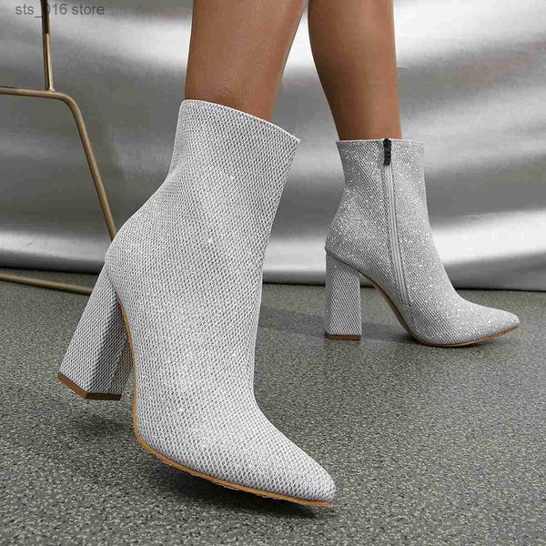boots xibeilove 2023 winter fashion pointed toe women boots sequins zipper thick heel thin white casual high heel ankle boots t230824, Black
boots xibeilove 2023 winter fashion pointed toe women boots sequins zipper thick heel thin white casual high heel ankle boots t230824, Black
