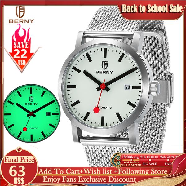 wristwatches berny automatic watch men luminous stainless steel self-wind wristwatch miyota 8215 waterproof mechanical swiss railway watch 2, Slivery;brown
wristwatches berny automatic watch men luminous stainless steel self-wind wristwatch miyota 8215 waterproof mechanical swiss railway watch 2, Slivery;brown