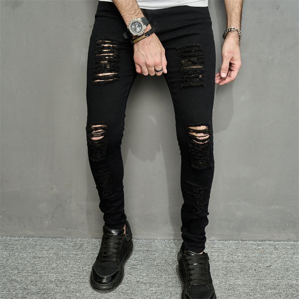 men's jeans streetwear ripped slim men pencil pants stylish male hip hop stretch holes casual denim trousers 230825, Blue
men's jeans streetwear ripped slim men pencil pants stylish male hip hop stretch holes casual denim trousers 230825, Blue