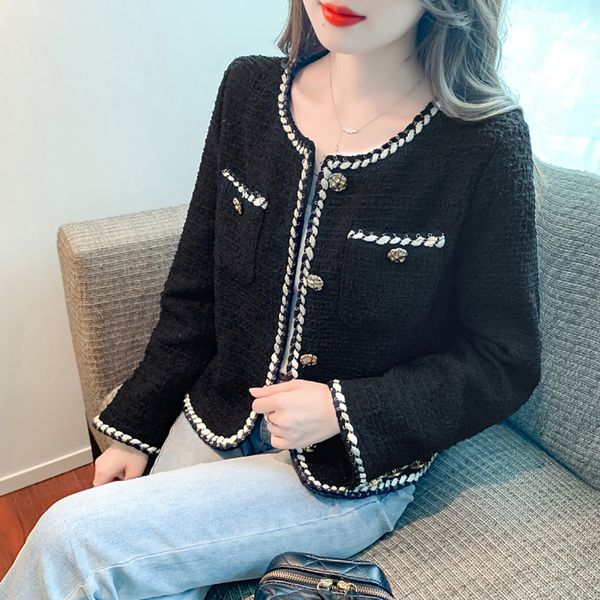 women's wool blends korean small fragrance fashion autumn winter women short tweed coat women o neck single breasted tweed jacket outwe, Black
women's wool blends korean small fragrance fashion autumn winter women short tweed coat women o neck single breasted tweed jacket outwe, Black