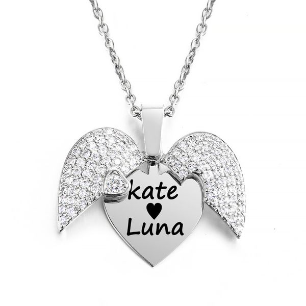 pendant necklaces personalized women chain necklace custom engraved heart name openable crystal wings neklace valentine day gift 230825, Silver
pendant necklaces personalized women chain necklace custom engraved heart name openable crystal wings neklace valentine day gift 230825, Silver