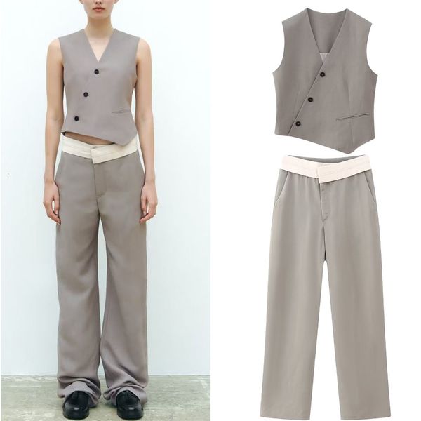 women's two piece pants fashion casual clothing versatile and comfortable contrasting waist midwaist trousers doublebreasted vest suit, White
women's two piece pants fashion casual clothing versatile and comfortable contrasting waist midwaist trousers doublebreasted vest suit, White