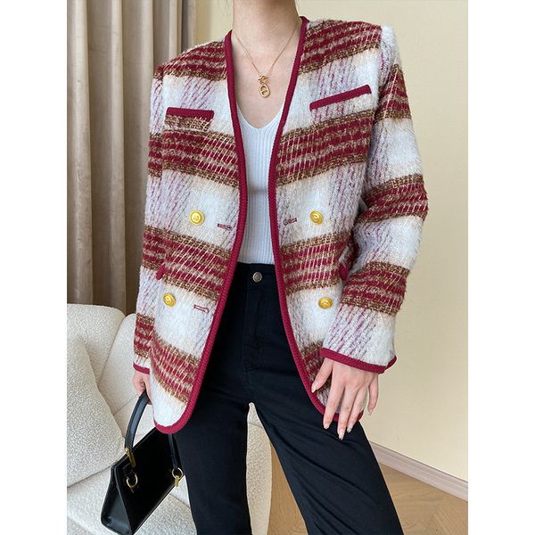 womens wool blends autumn vneck plaid coat doublebreasted vintage casual loose long sleeve korea small fragrance lady suit 1562 230824, Black
womens wool blends autumn vneck plaid coat doublebreasted vintage casual loose long sleeve korea small fragrance lady suit 1562 230824, Black