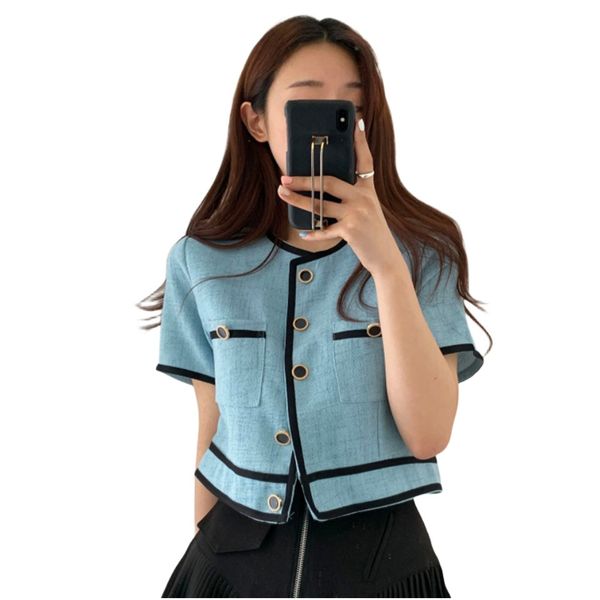 new fashion women's summer o-neck short sleeve tweed single breasted high waist jacket coat one size275, Black;brown
new fashion women's summer o-neck short sleeve tweed single breasted high waist jacket coat one size275, Black;brown