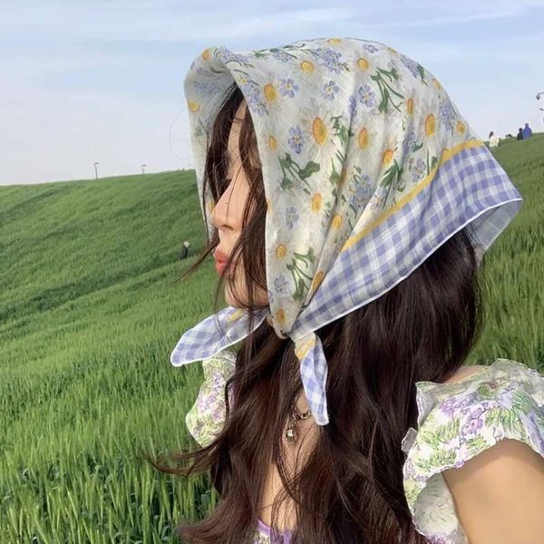 small cotton scarf and linen fresh womens soft artistic decorative summer all matching floral, Blue;gray
small cotton scarf and linen fresh womens soft artistic decorative summer all matching floral, Blue;gray
