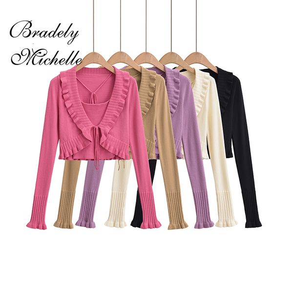 women's knits tees vintage retro longsleeved vneck knitted solid knit slim cardigan sweaters sling twopiece 230824, White
women's knits tees vintage retro longsleeved vneck knitted solid knit slim cardigan sweaters sling twopiece 230824, White