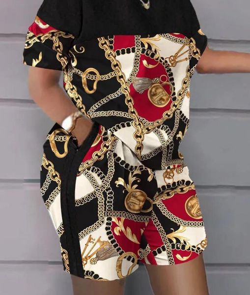 2023 designer womens tracksuits summer clothing fashion patchwork printed short sleeve t-shirts and shorts two piece set female plus size sp, Gray
2023 designer womens tracksuits summer clothing fashion patchwork printed short sleeve t-shirts and shorts two piece set female plus size sp, Gray