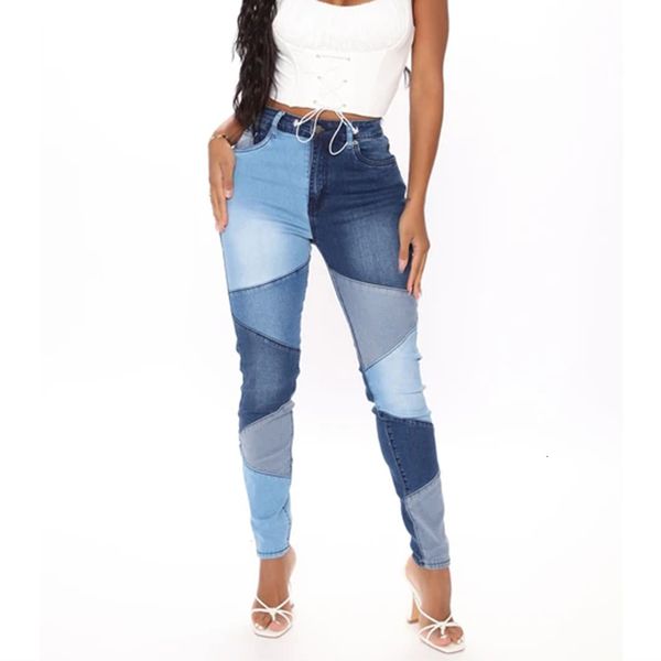 women's jean splicing high waist fashion slim casual pants vintage streetwear patchwork skinny tight denim trousers for female 230825, Blue
women's jean splicing high waist fashion slim casual pants vintage streetwear patchwork skinny tight denim trousers for female 230825, Blue