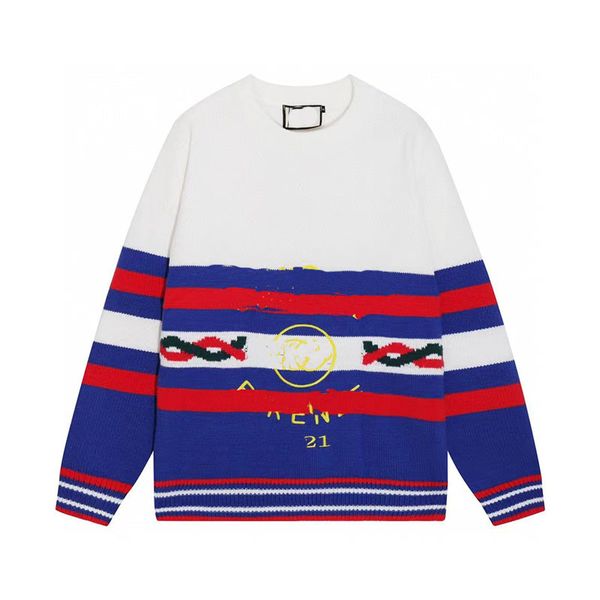 23light luxury sweater designers new autumn and winter fashion men and women with the same fashion blue striped jacquard star embroidery cre, White;black
23light luxury sweater designers new autumn and winter fashion men and women with the same fashion blue striped jacquard star embroidery cre, White;black
