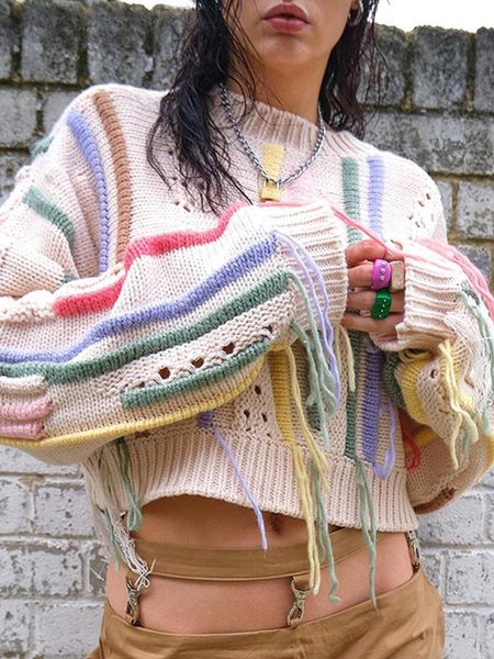 womens sweaters chic fringed women casual sweater crew neck autumn winter female cropped thick long sleeve ladies pullover 230824, White;black
womens sweaters chic fringed women casual sweater crew neck autumn winter female cropped thick long sleeve ladies pullover 230824, White;black