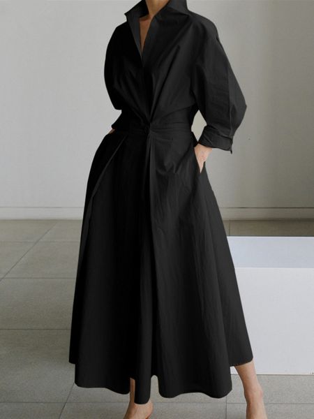 basic casual dresses s5xl korean fashion long sleeve shirt dress chic turndown neck ruched maxi dres autumn winter clothes streetwear 230824, Black;gray
basic casual dresses s5xl korean fashion long sleeve shirt dress chic turndown neck ruched maxi dres autumn winter clothes streetwear 230824, Black;gray