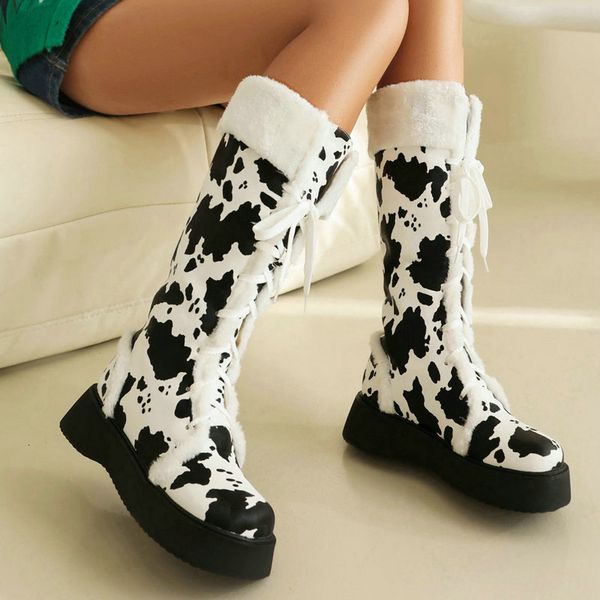boots winter warm plush women snow fashion cow color thicksoled flat knee high lace up nonslip ladies shoes 230824, Black
boots winter warm plush women snow fashion cow color thicksoled flat knee high lace up nonslip ladies shoes 230824, Black