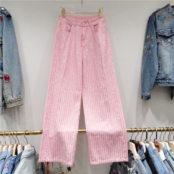 women's jeans striped diamond pink for women autumn casual high waist loose straight jean girls denim trousers wideleg pants 230824, Blue
women's jeans striped diamond pink for women autumn casual high waist loose straight jean girls denim trousers wideleg pants 230824, Blue