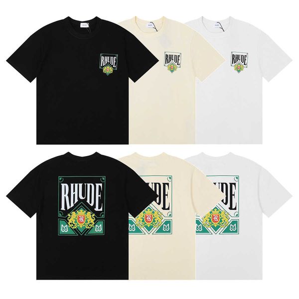 2023ss high street fashion rhude green card printing 230g double yarn pure cotton casual short sleeve t-shirt for men and women, White;black
2023ss high street fashion rhude green card printing 230g double yarn pure cotton casual short sleeve t-shirt for men and women, White;black