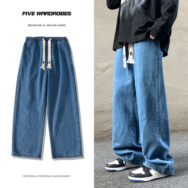 men's jeans high street loose slim fitting straight pants wide leg fashion drawstring male baggy harajuku large size trousers 230825, Blue
men's jeans high street loose slim fitting straight pants wide leg fashion drawstring male baggy harajuku large size trousers 230825, Blue