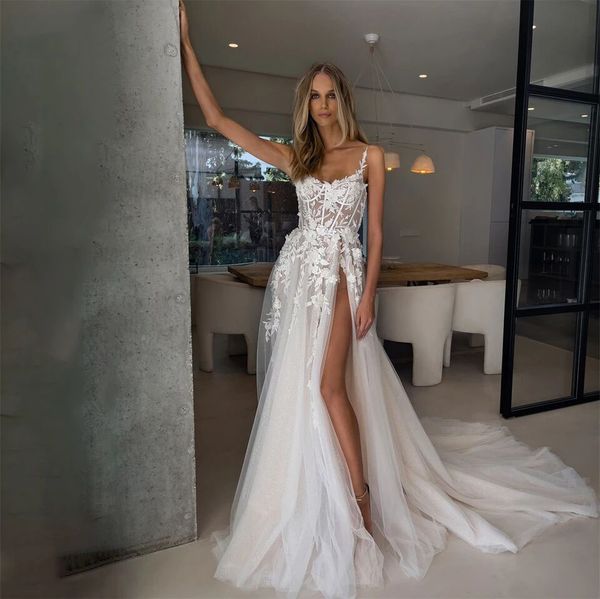 boho wedding dress lace 3d flowers beach bridal dresses corset bones side split bride wedding gowns vestidos de noiva, White
boho wedding dress lace 3d flowers beach bridal dresses corset bones side split bride wedding gowns vestidos de noiva, White