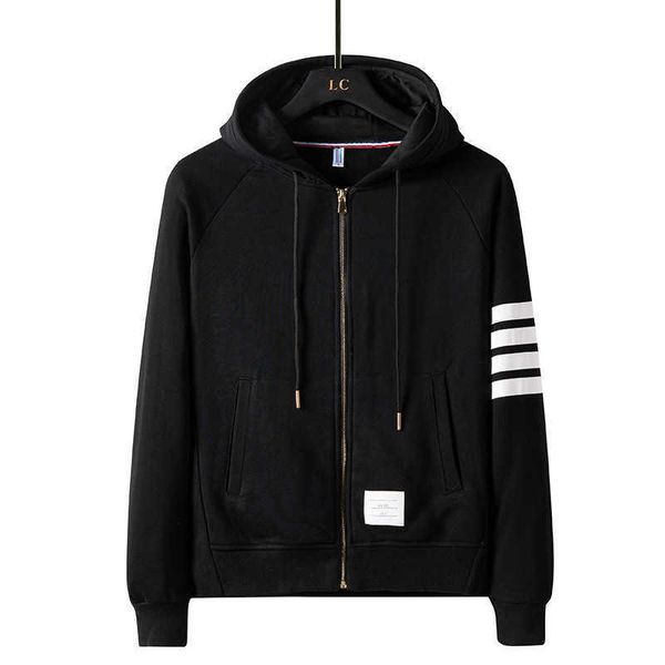 men's hoodies sweatshirts tb sweater men's autumn cotton cardigan hooded female couple casual sportswear four bar coat large terry, Black
men's hoodies sweatshirts tb sweater men's autumn cotton cardigan hooded female couple casual sportswear four bar coat large terry, Black