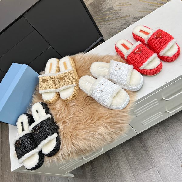 women ladies platform fur slippers raffia straw sandal made in italy triangle buckle mules thick bottom heels slides winter warm classic sli, Black
women ladies platform fur slippers raffia straw sandal made in italy triangle buckle mules thick bottom heels slides winter warm classic sli, Black