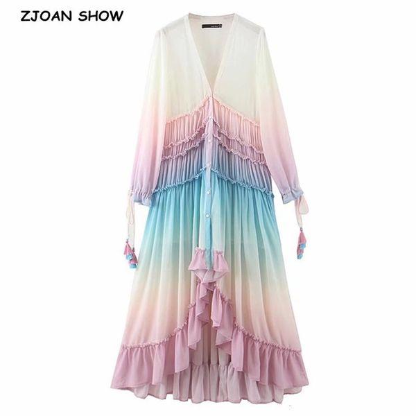 basic casual dresses boho gradient rainbow color single breasted button long dress women holiday wood ear tassel sleeve ruffles 230826, Black;gray
basic casual dresses boho gradient rainbow color single breasted button long dress women holiday wood ear tassel sleeve ruffles 230826, Black;gray