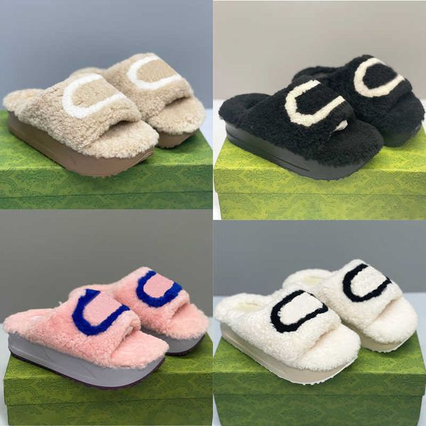 luxury women platform fur slides slippers winter mules black white wool sandals dress shoe with box no463
luxury women platform fur slides slippers winter mules black white wool sandals dress shoe with box no463