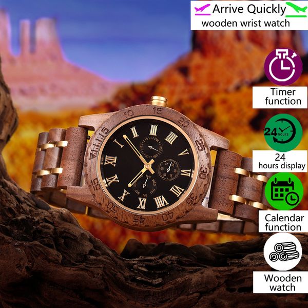 wristwatches men's quartz watch wood watches fashion retro walnut wooden gold multifunctional date week display unique holiday christma, Slivery;brown
wristwatches men's quartz watch wood watches fashion retro walnut wooden gold multifunctional date week display unique holiday christma, Slivery;brown