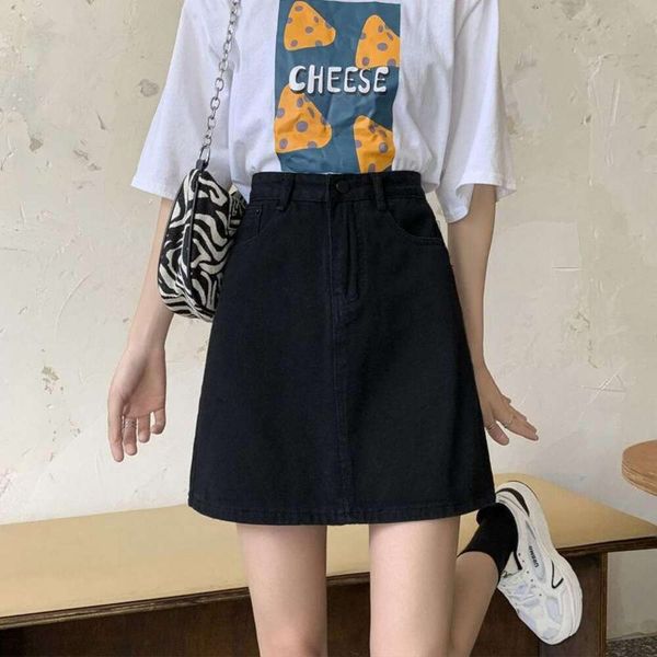 high waisted denim skirt for women spring and summer a line all matching large size black hip half
high waisted denim skirt for women spring and summer a line all matching large size black hip half