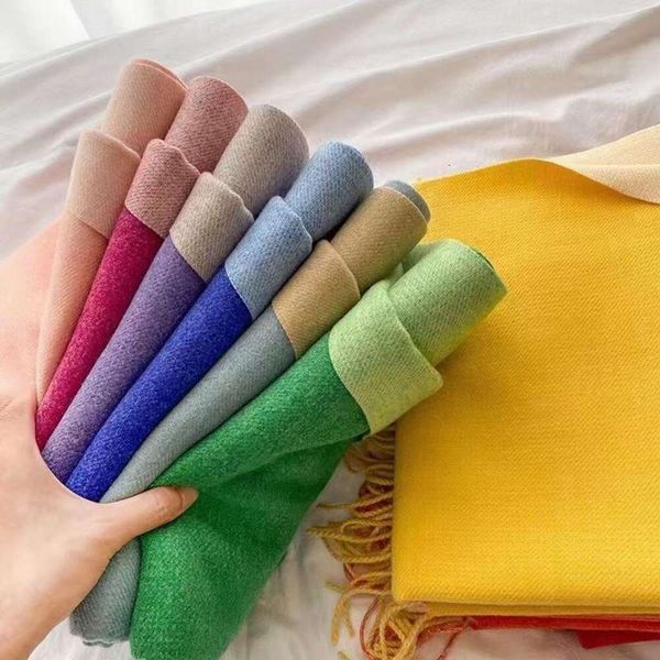 pure color style double sided cashmere scarf korean all matching long thick warm cloth tassel shawl, Blue;gray
pure color style double sided cashmere scarf korean all matching long thick warm cloth tassel shawl, Blue;gray