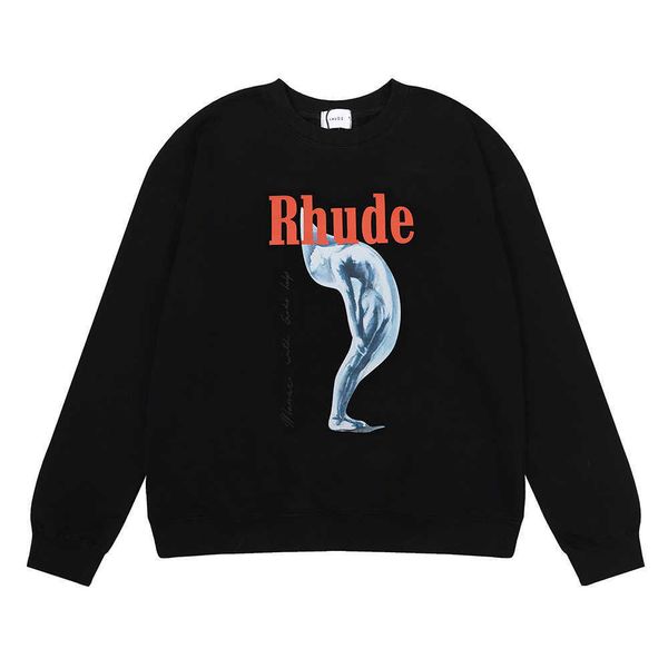 ins fashion rhude monaco with gold help image printed terry round neck sweater pullover, Black
ins fashion rhude monaco with gold help image printed terry round neck sweater pullover, Black