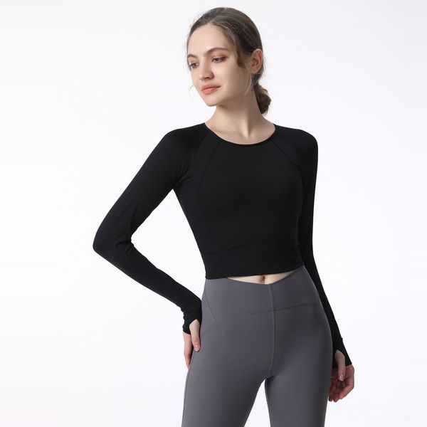 yoga t shirt lu long sleeved with chest pad women's running training quick dry gym clothes tight midriff-baring fitness suit black
yoga t shirt lu long sleeved with chest pad women's running training quick dry gym clothes tight midriff-baring fitness suit black
