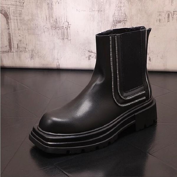 autumn winter boots high british style zipper trim boots platform trend men's fashion chelsea boots 1aa42, Black
autumn winter boots high british style zipper trim boots platform trend men's fashion chelsea boots 1aa42, Black