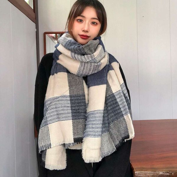 autumn and winter style wraps artistic white blue large plaid scarf womens trend thick warm imitation cashmere, Blue;gray
autumn and winter style wraps artistic white blue large plaid scarf womens trend thick warm imitation cashmere, Blue;gray
