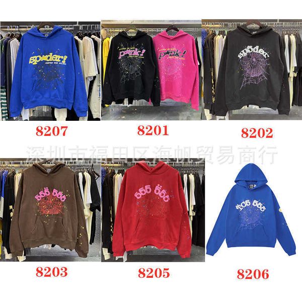 young thug star same sp5der 555555 pink hoodie hip hop, Black