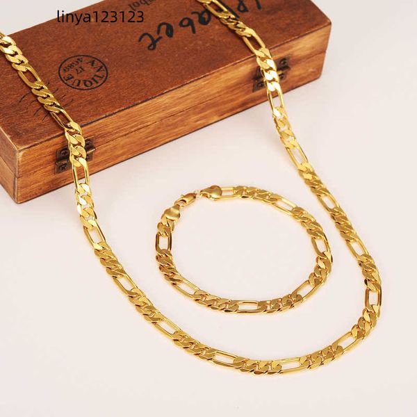 wholesale classic figaro cuban link chain necklace bracelet sets 14k real solid gold filled copper fashion men women's jewelry accessor, Silver
wholesale classic figaro cuban link chain necklace bracelet sets 14k real solid gold filled copper fashion men women's jewelry accessor, Silver