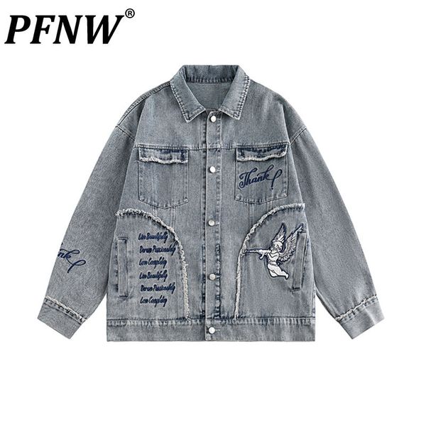 men s jackets pfnw american high street embroidered raw edge washing denim jacket spring autumn streetwear hip hop loose coats 12g2339 23082, Black;brown
men s jackets pfnw american high street embroidered raw edge washing denim jacket spring autumn streetwear hip hop loose coats 12g2339 23082, Black;brown