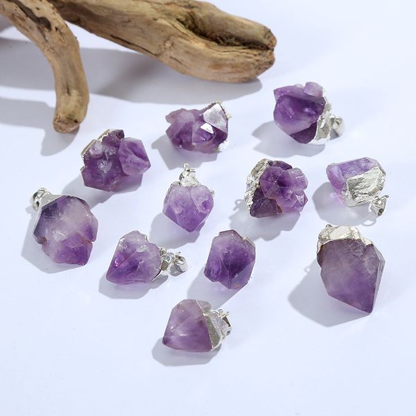 silver plated druzy amethyst pendant irregular natural crystal raw stone charms for necklace earrings jewelry making accessory, Bronze;silver
silver plated druzy amethyst pendant irregular natural crystal raw stone charms for necklace earrings jewelry making accessory, Bronze;silver