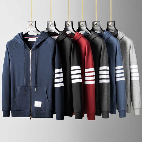 05d4 men's hoodies sweatshirts tb trend sports casual plush striped pure cotton sweater zippered hoodie cardigan trendy brand jacket tr, Black
05d4 men's hoodies sweatshirts tb trend sports casual plush striped pure cotton sweater zippered hoodie cardigan trendy brand jacket tr, Black