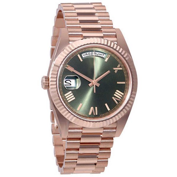 18 types mens watches luxury rose watch green dial 40mm day date automatic glide smooth second hand mens watch stainless steel bracelet lumi, Slivery;golden
18 types mens watches luxury rose watch green dial 40mm day date automatic glide smooth second hand mens watch stainless steel bracelet lumi, Slivery;golden