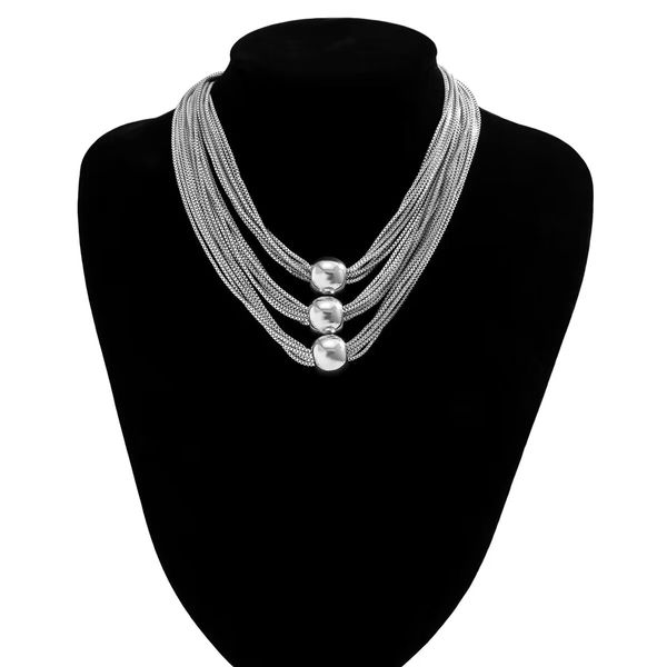 fashion classic necklace vintage necklaces boho exaggerated threaded three layer alloy rope necklace for womens hip hop girls, Silver
fashion classic necklace vintage necklaces boho exaggerated threaded three layer alloy rope necklace for womens hip hop girls, Silver