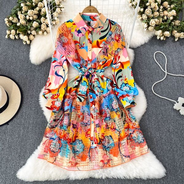 2023 spring and autumn korean version long sleeved lapel with waistband and slim single breasted mid length a-line printed shirt dress, Black;gray
2023 spring and autumn korean version long sleeved lapel with waistband and slim single breasted mid length a-line printed shirt dress, Black;gray