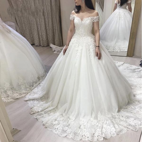 vintage wedding dress sweetheart lace appliques off shoulder corset princess bridal dress wedding gown custom made vestidos de novia, White
vintage wedding dress sweetheart lace appliques off shoulder corset princess bridal dress wedding gown custom made vestidos de novia, White