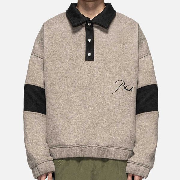 rhude alphabet embroidery woolen collar pullover sweatshirt american high street loose long sleeve polo shirt male, Black
rhude alphabet embroidery woolen collar pullover sweatshirt american high street loose long sleeve polo shirt male, Black